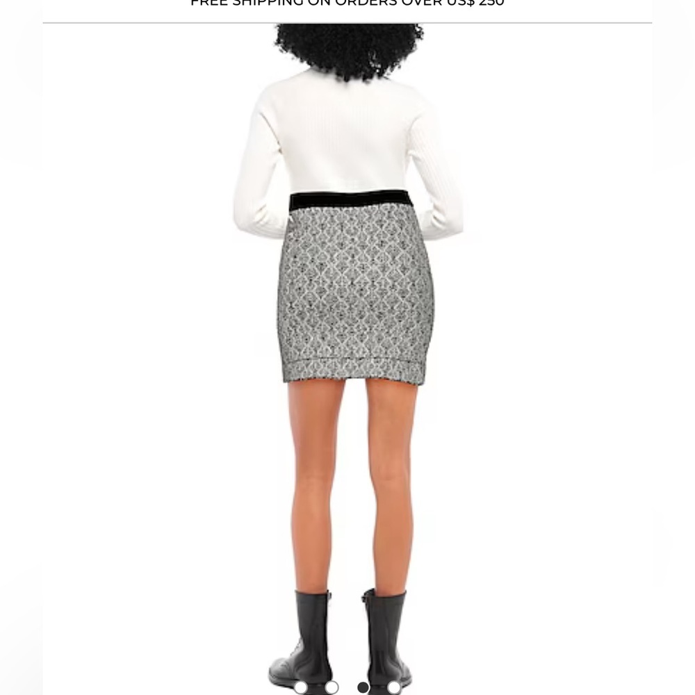 Sandro ivory black Jazz metallic jacquard knit mini skirt size 3/L - Picture 4 of 10